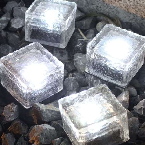 Solcelle-jordlys, vandtæt solcelle-glasstenslys, solcelle-jordlys til haven