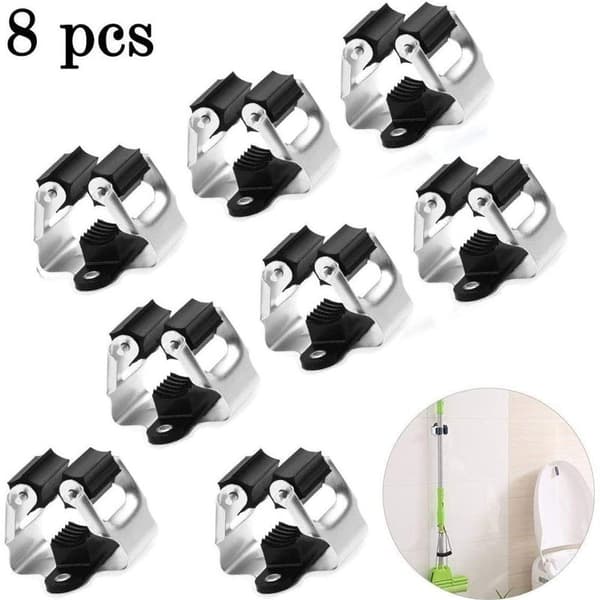 Kvastfäste, väggmontering, 8 stycken, mopphållare, klämorganisatör