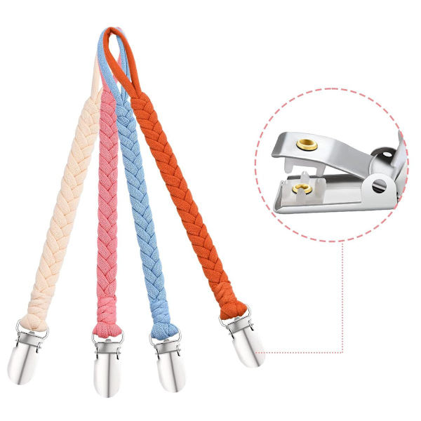 Basicslife Baby Dummy Chain, 4 Pack BPA-Free Dummy Holder Linneset, Passar Alla KLB