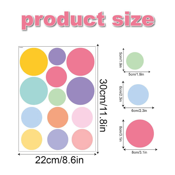 72 st Polka Dot Väggklistermärken Gåvor Boho Regnbåge Väggklistermärken för Barn KLB