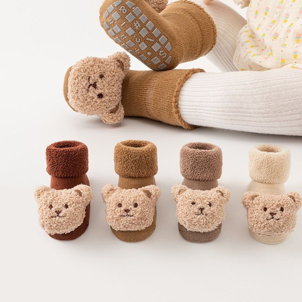 4 par baby halkfria strumpor baby flickor tjocka vinter varma strumpor m M KLB
