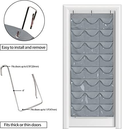24 Syvä tasku Hat Rack-Hat Organizer-Hat Holder Baseball Caps, Näkyvä Hat Holder-Baseball Hat Rack seinälle Ovi 3 Koukulla