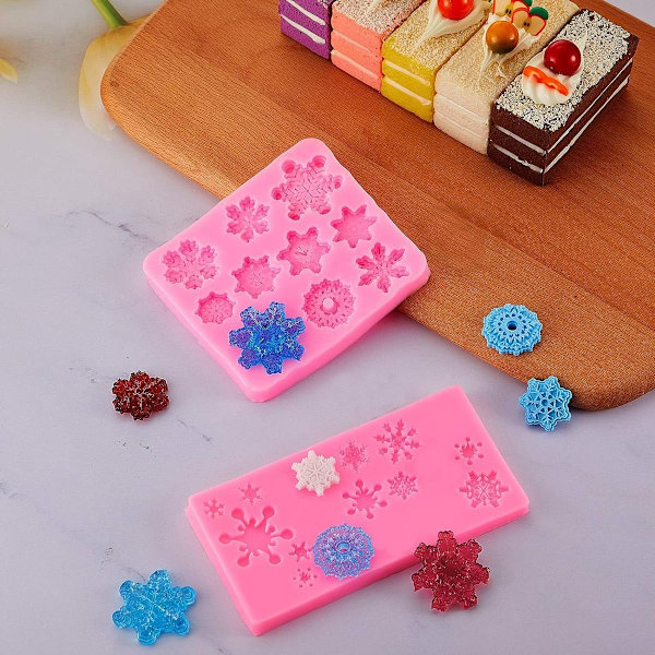 2 kpl 3D-lumihiutale Fondant-muotti Joulu Lumihiutale Silikoni