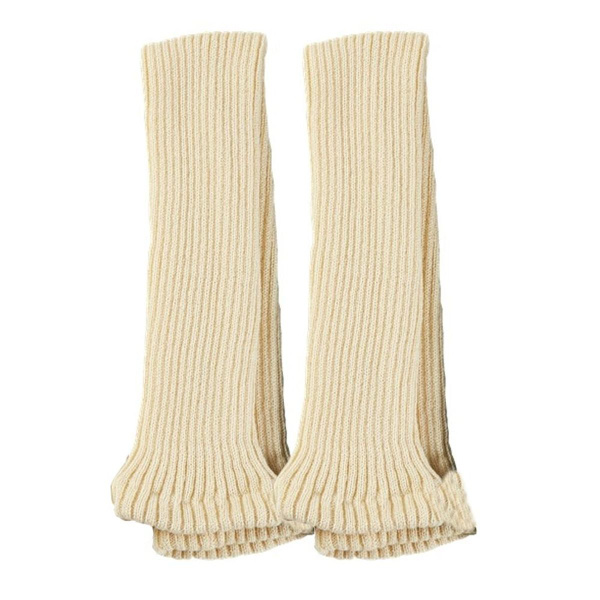 Kvinners vinter overknee høye fotløse sokker strikkede ben beige KLB
