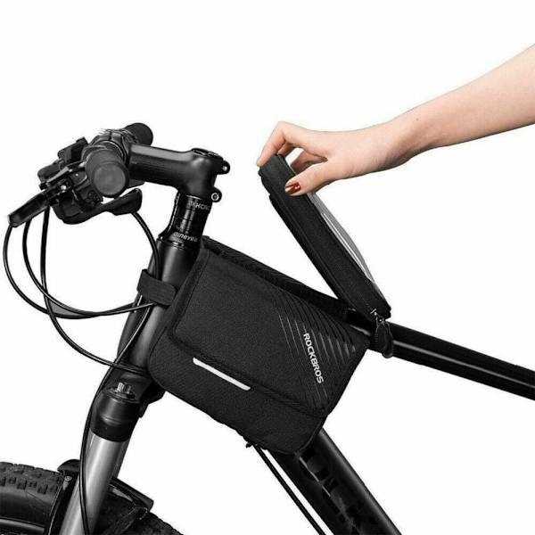 Ramväska cykelväska topprörväska för mobiltelefon 6,0 tum svart