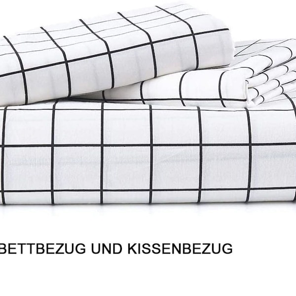 Rutiga sängkläder + 2 rutiga örngott mikrofiber påslakan KLB