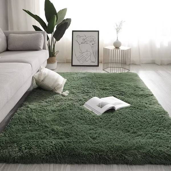 Stor fluffig matta till vardagsrummet, fluffig och mjuk, barnrum