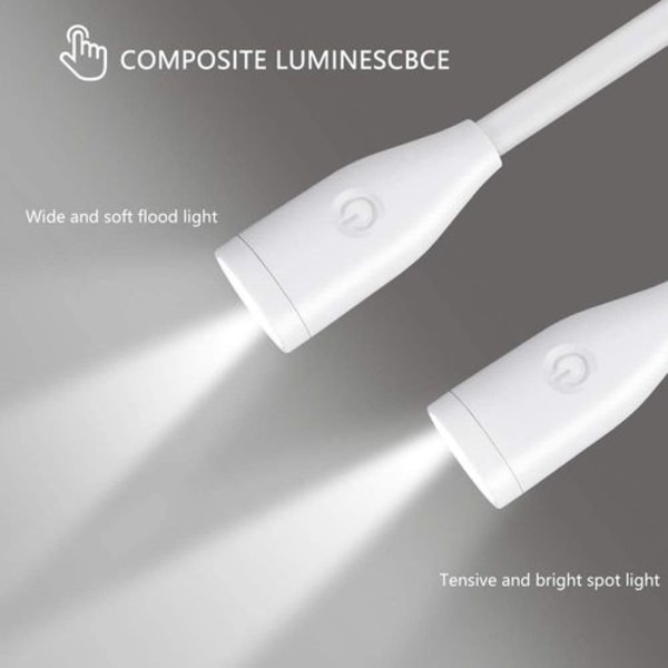 Genopladelig LED-boglampe, læselamper til bøger i sengen om natten