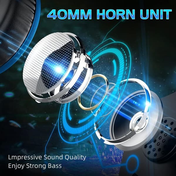 Pro Gaming Headset Over-Ear Brusreducerande Hörlurar Blå