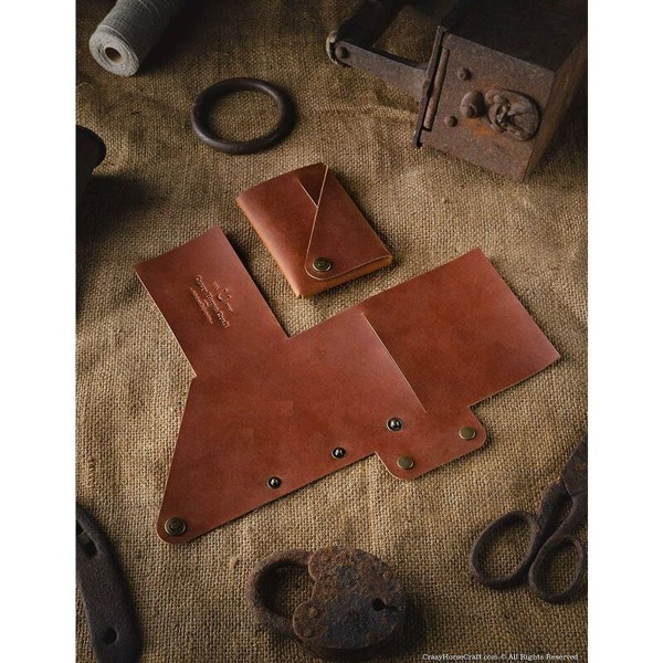Minimalistisk tegnebog/kortholder, brun Crazy Horse-læderkortholder