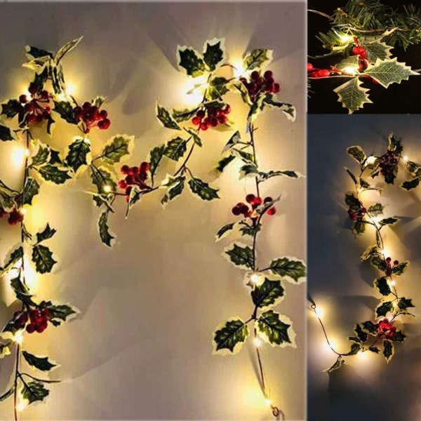 Jul LED-slingor, Kotte-slingor Koppartrådslampa LED-slingor för julgran/fest/bröllop/hemdekoration (röd frukt)