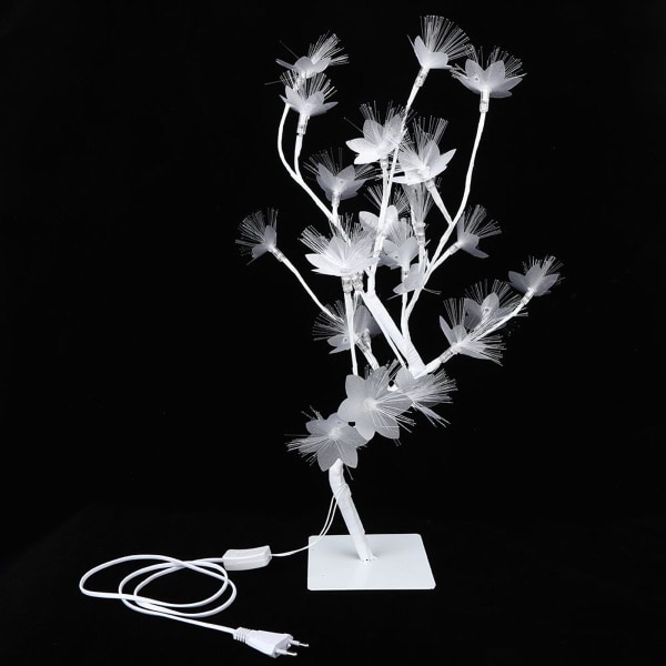24LEDs vit fiberoptisk blomma träd blomma bonsai ljus KLB