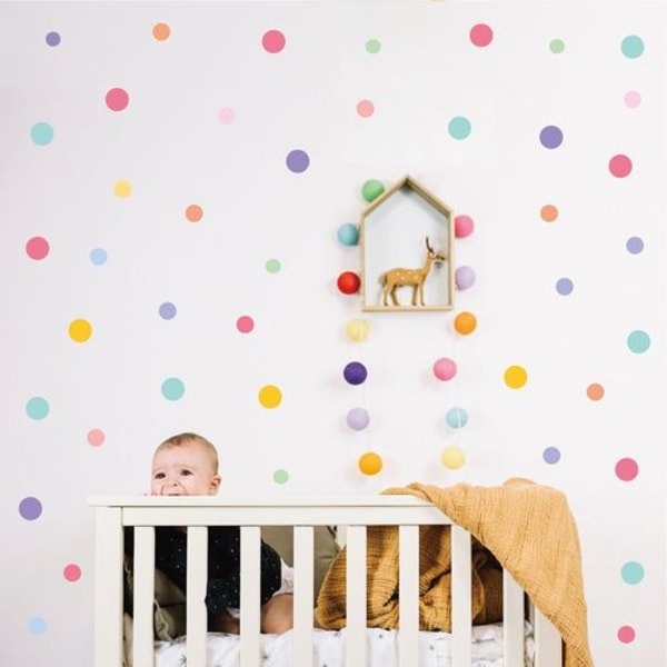 Paket med 10 Färgglada Polka Dot Väggdekaler Självhäftande DIY Barnkammare Sovrum