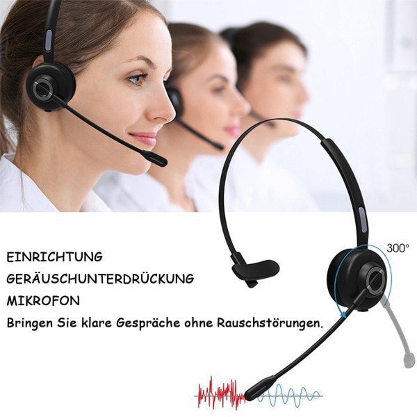 Bluetooth headset med mikrofon & USB dongel, mono-headset för PC-hörlurar