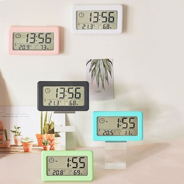 YD005 Mini Tyndt LCD Temperatur og Fugtighed Elektronisk Ur (Sort)