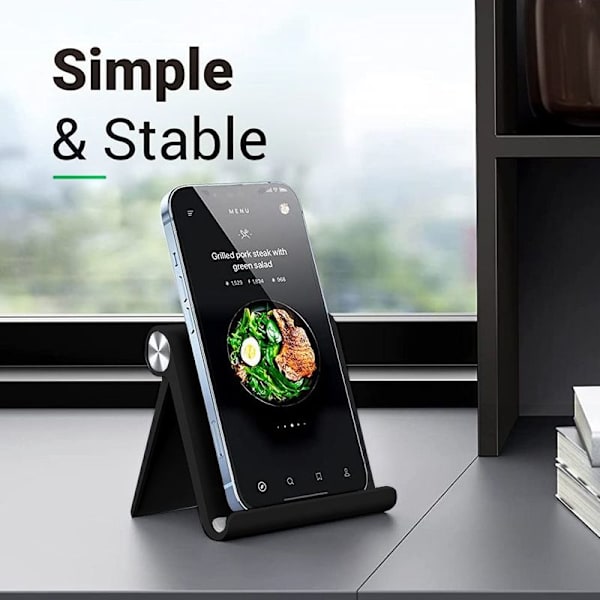 Justerbar telefonholder til skrivebord, foldbar, sort