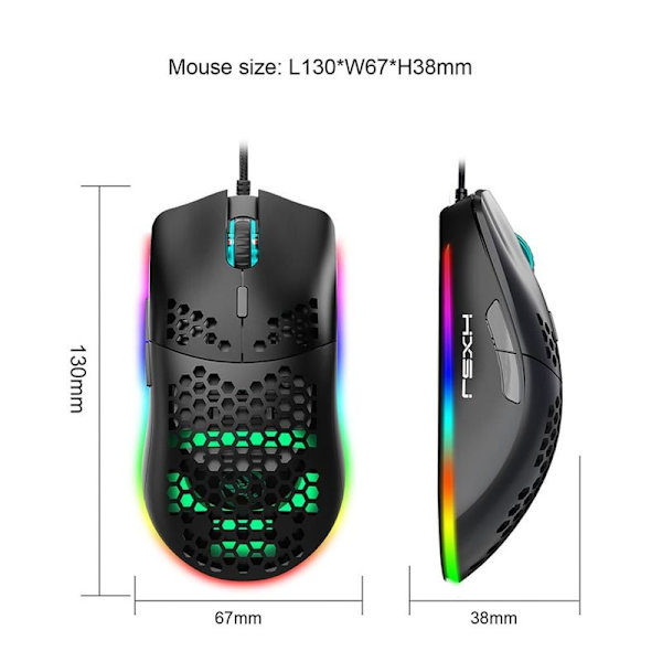 USB-kablet gamingmus RGB-gamingmus med seks justerbar DPI ergonomisk