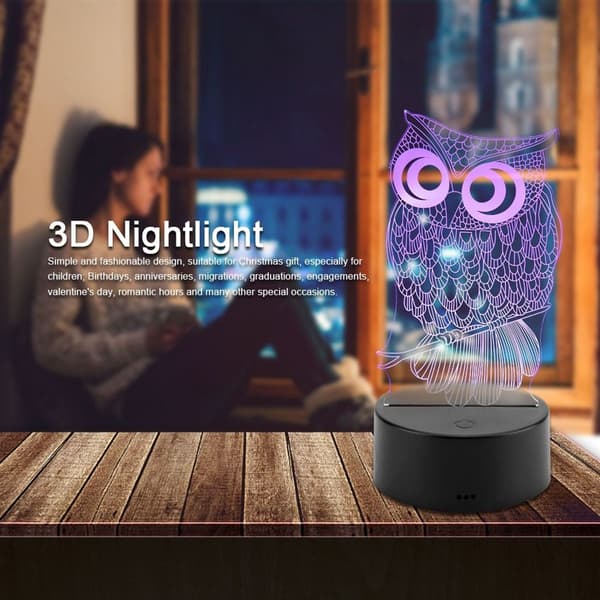 3D Natlamper til Bord LED Illusion Lamper (Sort) KLB