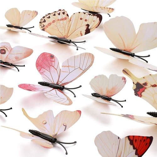 24 stk 3D Levende Spesielle Kunstige Levende Sommerfugl Kunst DIY Dekorasjon