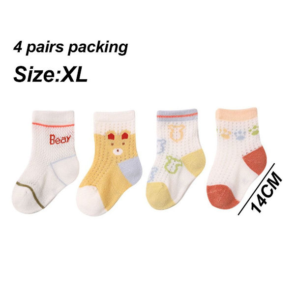 4 par strumpor för småbarn, småbarn och pojkar - mjuk bomull, XL KLB