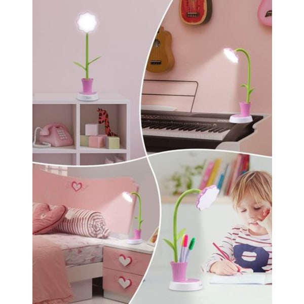 Barnlampa, LED-skrivbordslampa, touch-kontroll, dimbart ljus, flexibel