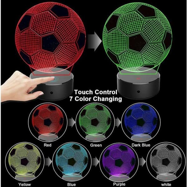 Fodbold 3D LED natlys til børn Piger 3D Look KLB