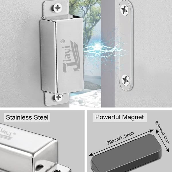 Skåpsdörrmagnet 4-pack Rostfritt Stål Magnetisk Dörrmagnet KLB