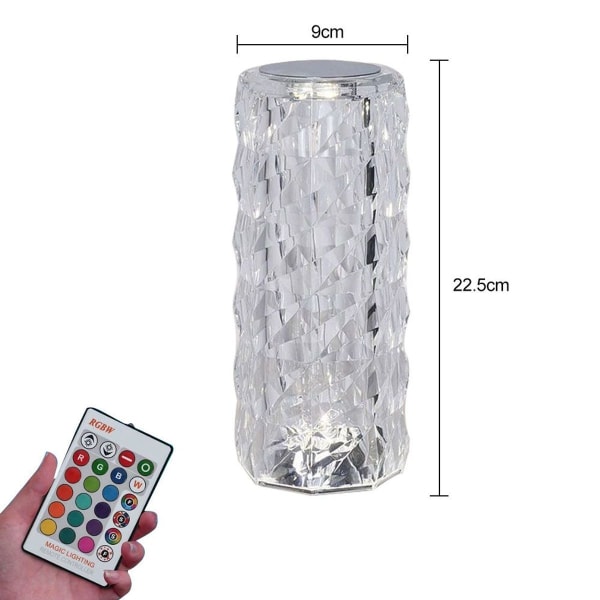 Crystal Table Lamp RGB Color Changing Night Light Touch Living