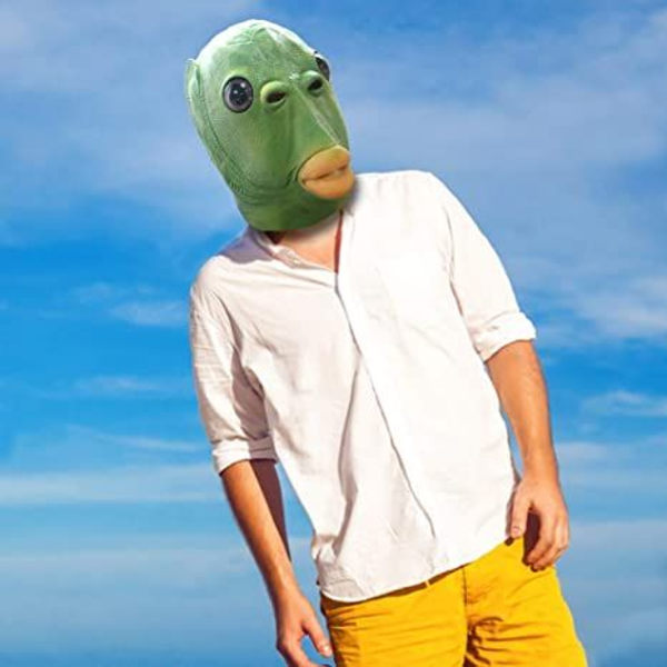 Sød sjov grøn fisk maske voksen latex dyr fuld hoved maske Halloween kostume cosplay fest rekvisitter