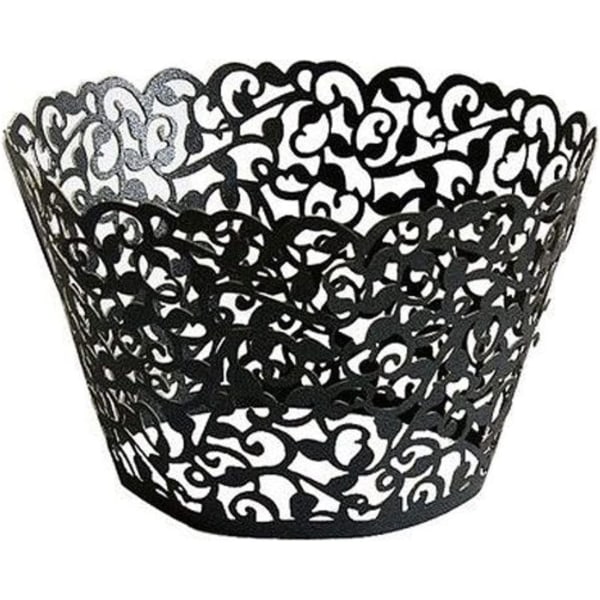 Muffinsformar i papper, Cupcake-omslag, Mini-kakformar för födelsedagar, bröllop, speciella tillfällen - Svart, 100-pack