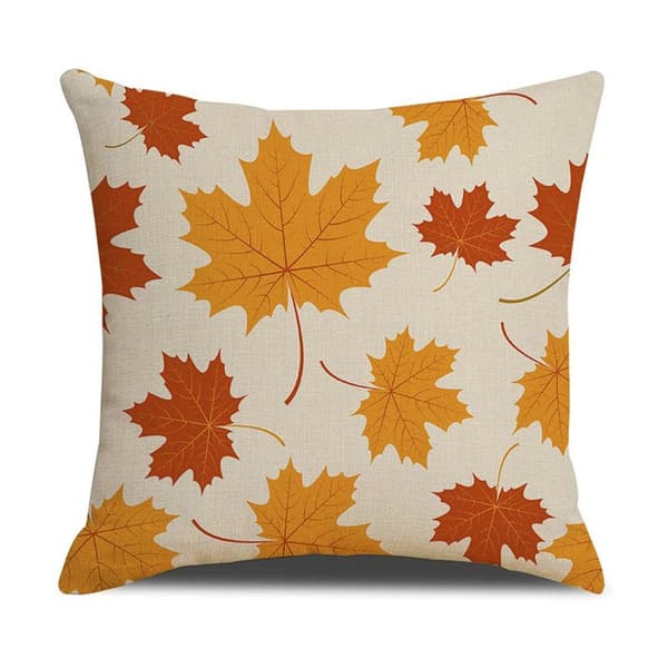 Set med 4 kuddfodral 45 x 45 cm kuddfodral med lönnlövtryck dekorativ utomhus