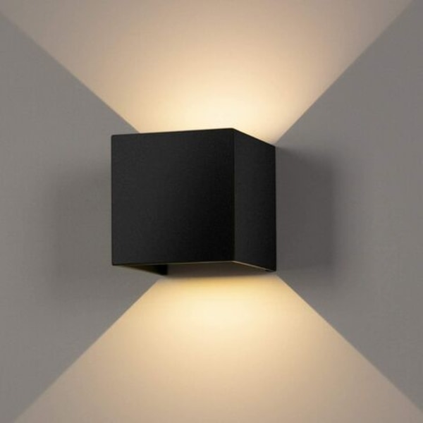 6W indendørs/udendørs væglampe, LED væglampe vandtæt IP65 justerbar op/ned lampe design 3000K varm hvid væglamper til stue soveværelse sti