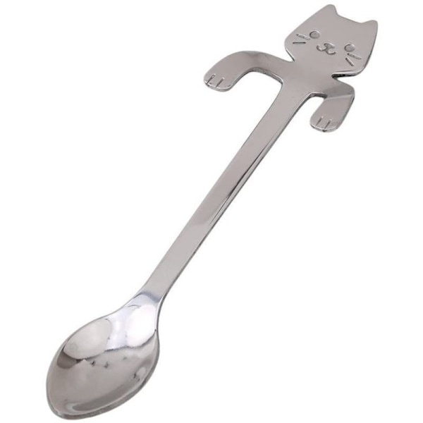 Mini kaffeskeer i rustfrit stål, kat, 4 stk., til te, suppe,