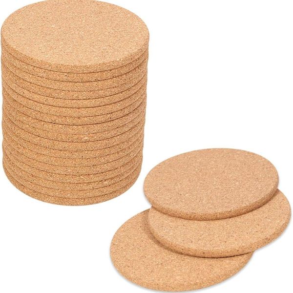 Retro coasters i kork, runde, sett med 20 coasters i tre