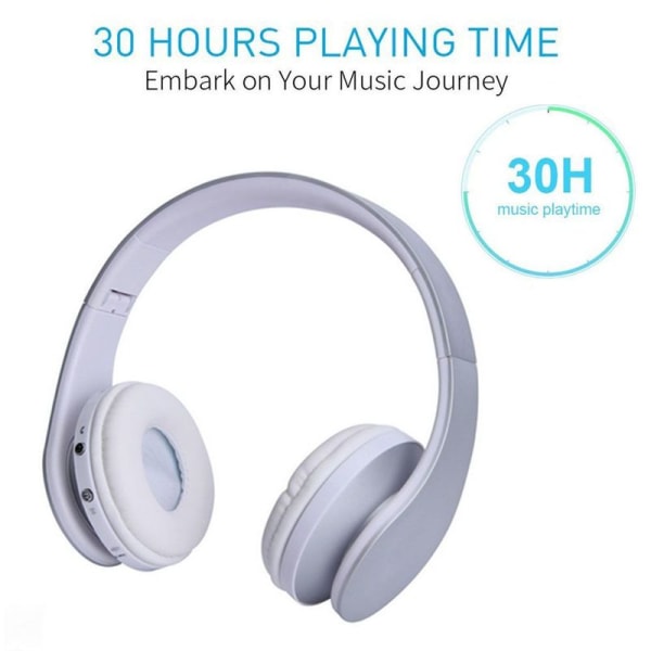 Bluetooth trådlösa hörlurar, over-ear headset med silver