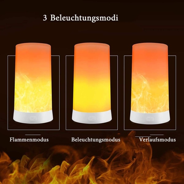 LED flammeeffektlys, genopladeligt batteri drevet USB flammelys, KLB