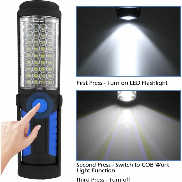 Inspeksjonslampe Oppladbar LED-lampe, Oppladbar LED-arbeidslampe Med Magnetisk LED-lommelykter Lampe Inspeksjonslampe Arbeidslampe