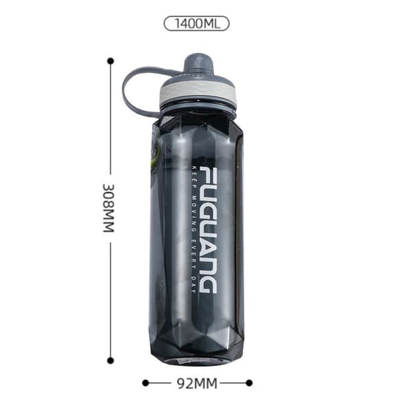 Vattenflaska med sugrör och tidsmarkering - 1400 ml, askgrå KLB
