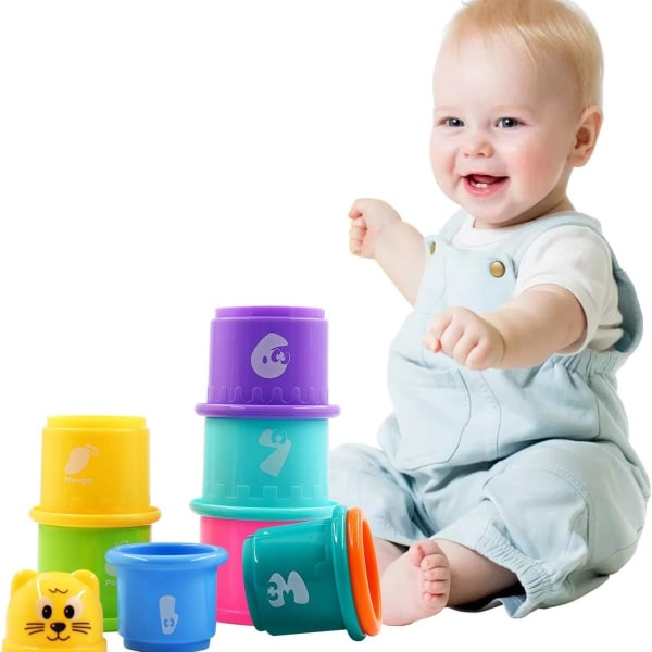 Stacking Cups Folde Cup Legetøj Baby Early Learning Legetøj til Baby Bath KLB