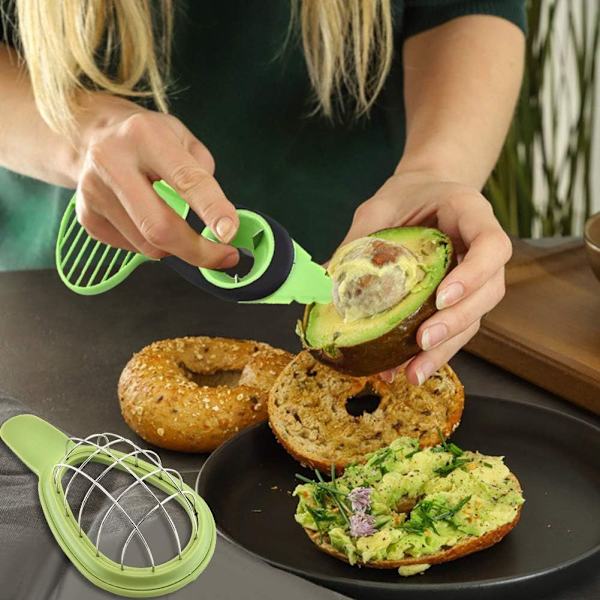 Set med 2 4-i-1 avokadoskärare, avokadoskalare och avokadohackare i miljövänlig ABS, ergonomisk verktygssats för avokado, mango, kiwi