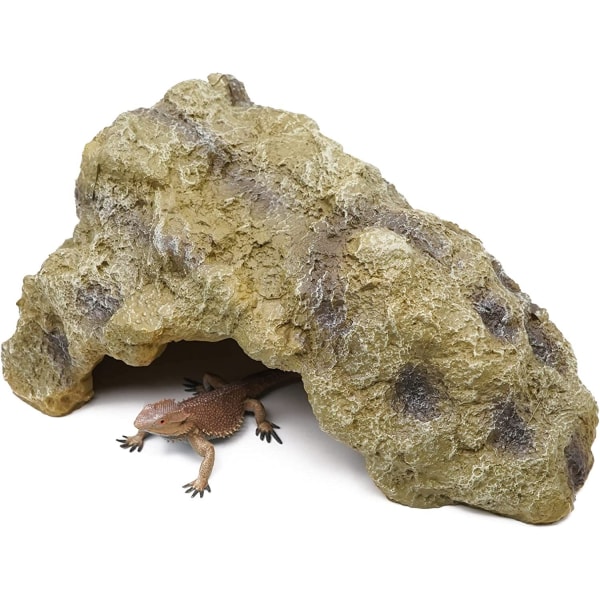 Reptil Rock Hide Cave, Gecko Hide Landscape Rock, Hide Lizard Hermit Crab Snake Hideout, Terrarium Habitat Dekoration (L)
