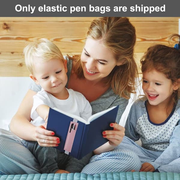 2 stk. Penneholder Pen Etui Læder Tilbehør Elastisk Blå + Pink KLB