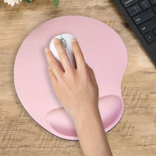 Musematte med gel håndleddstøtte Musematte med sklisikker rosa