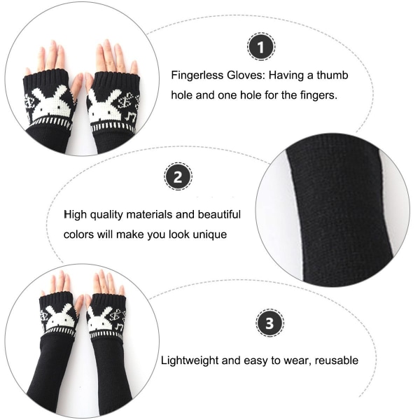 Naisten talviset sormettomat hanskat neulotut käsivarsien lämmittimet peukalonreikärukkaset, joissa Ka Black KLB