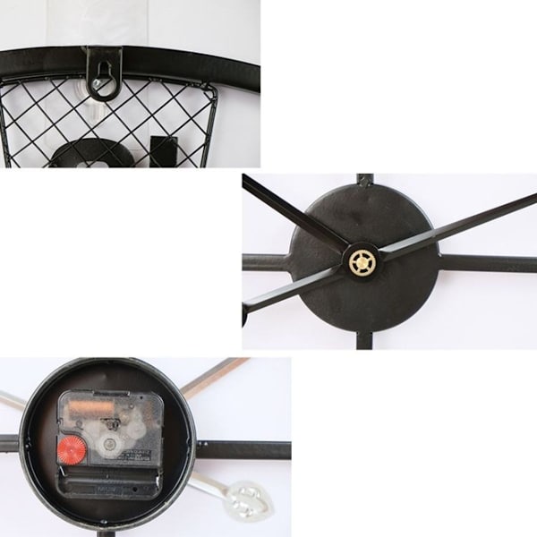 40 cm Retro Stue Dekorasjon Rund Metall Veggklokke i Smijern
