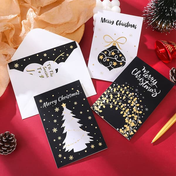 Julgrattulationskort med kuvert, elegant julgrattulationskort set KLB