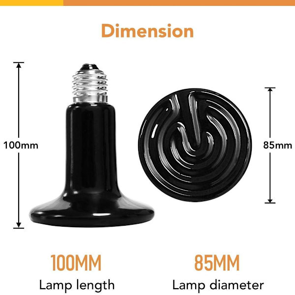 100W krybdyr varmelampe glasbeholder keramisk E27 varmelampe dyr krybdyr KLB