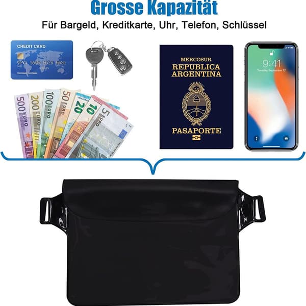 2-pack transparenta vattentäta påsar IP68 mobiltelefonfodral midjeväska KLB