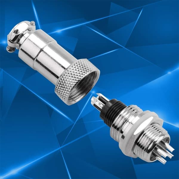 5 stk GX12 Flysokkel Hunn/Hann Panel Metall Fly