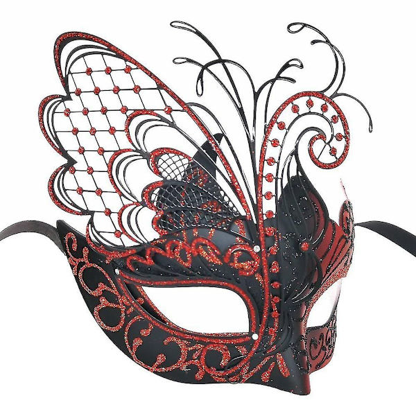 Venetiansk kvinners sommerfugl Rhinestone metallmaske for maskeradekarneval KLB